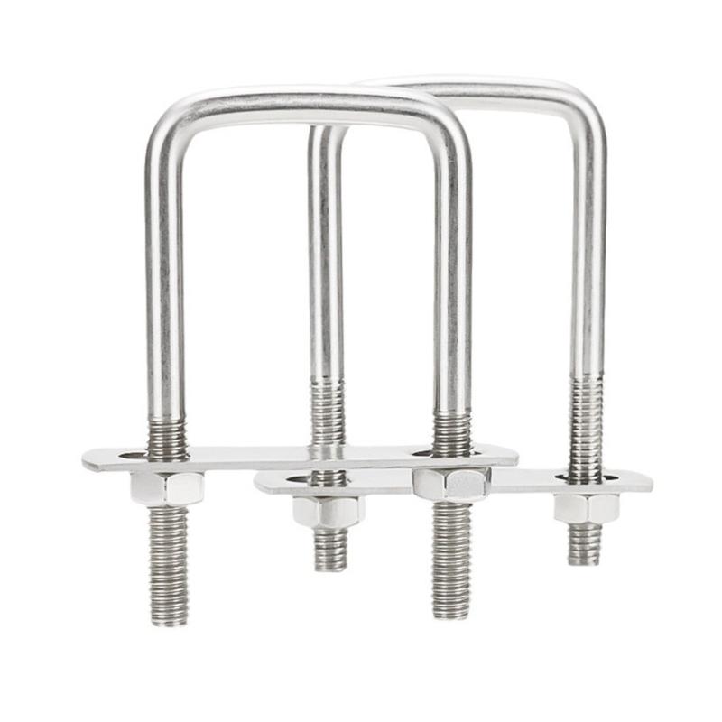 Carbon Steel Square U Bolt Set 4PCS with Accessories Simple Installation for Mechanical Repair Automotive Pipe Securing