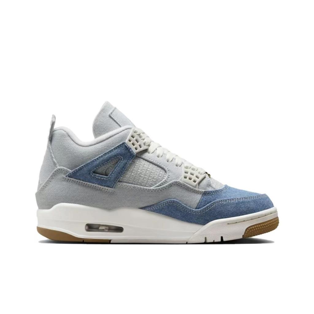 Air Jordan 4 Retro TEX Worn Blue Denim Women Sneakers Sail Gum-Light-Brown Metallic-Gold IB6716-100