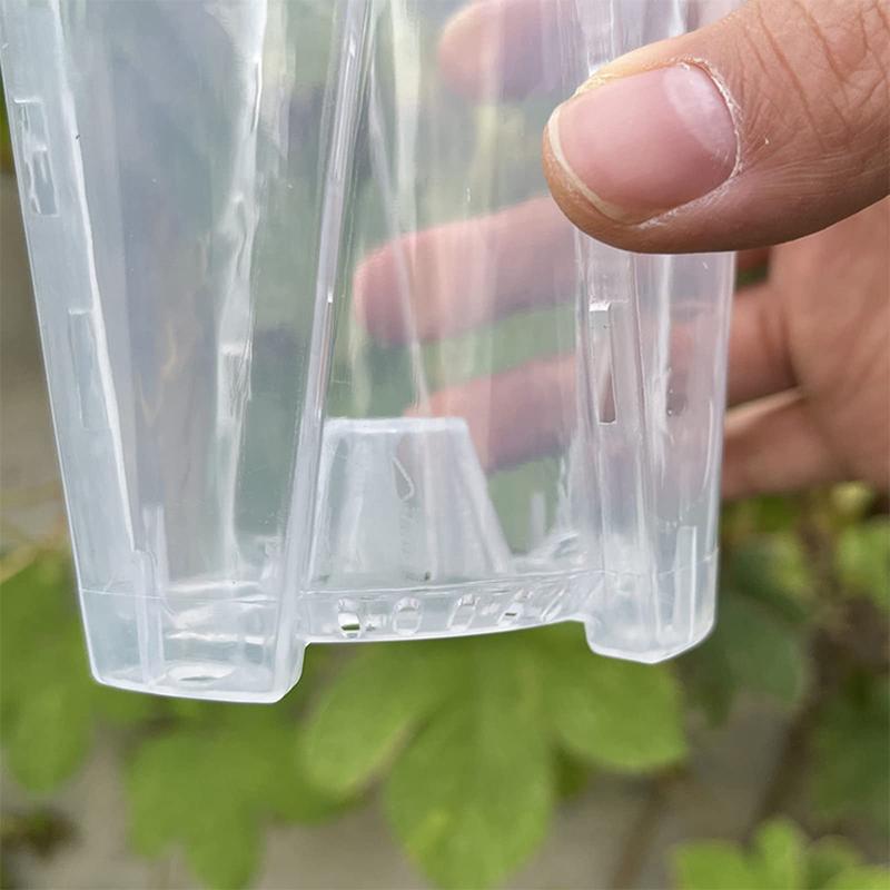 Transparent Flower Pot Potted Phalaenopsis Orchid Green Plant Plastic Seedling Pot Orchid Pot Gardening Supplies with Bottom
