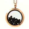 Stones and Minerals. Raw Black Diamond Necklace. 25 Mm Medallion Model. Color Rose Gold.