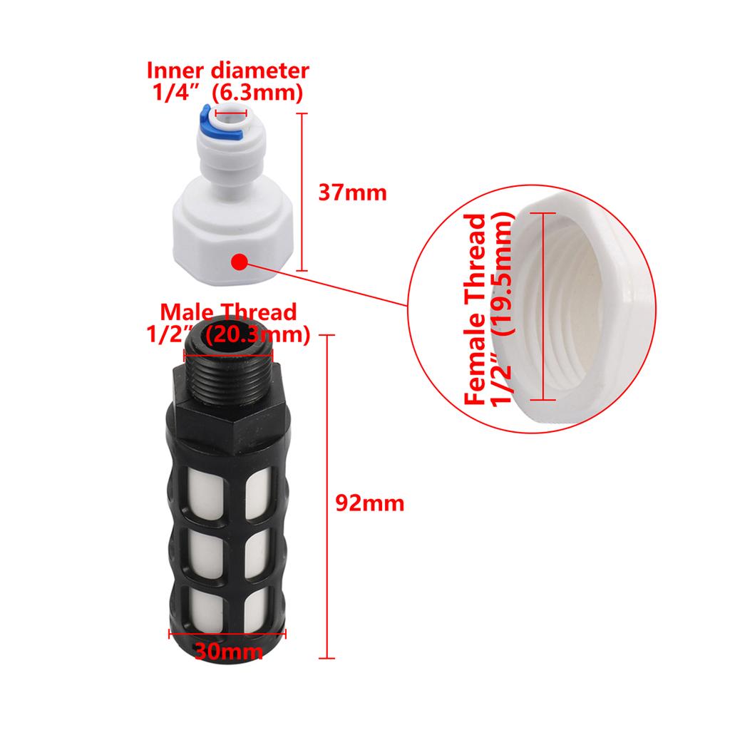 1/2" Male Thread Water Filter PP Cotton Mini Filter Garden Water Sprayer Misting System with 1/4" To 1/2"Female Thread Connector