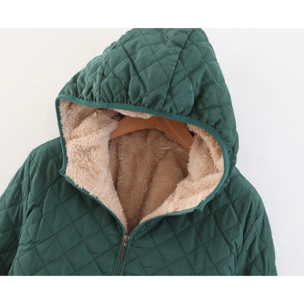 Women Autumn Winter Parkas Coat Jackets Female Lamb Hooded Plaid Long Sleeve Warm Winter Jacket S~3XL Casaco Feminino