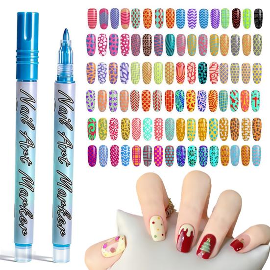 Набор 12 цветов ручек для нейл-арта Yousheng 3D маркеры для нейл-арта, лаковые ручки, быстросохнущие, для граффити, точек, рисования, лайнер-кисть для DIY нейл-арта