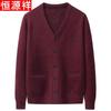 Hengyuanxiang Men's V-Neck Knit Cardigan