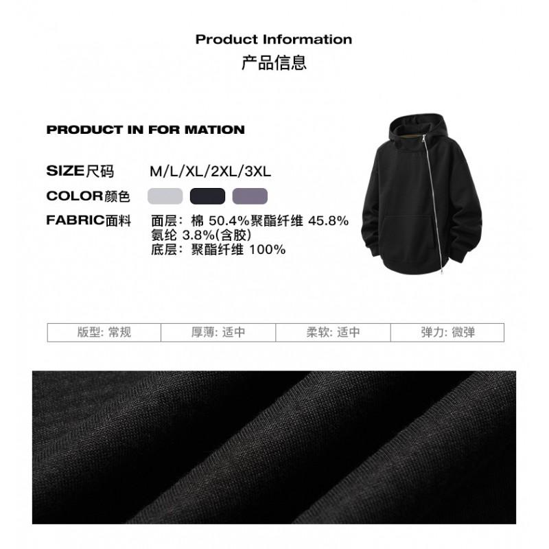 Winter Outdoor Hooded Sweatshirt Men Women Loose Fit Casual Sportswear Zip Detail