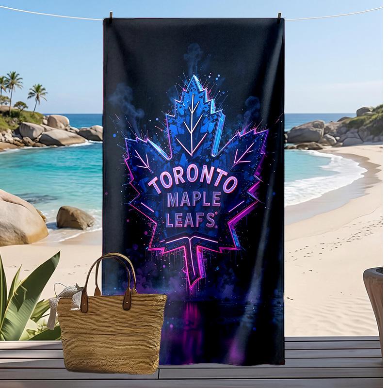 Пляжное полотенце с принтом Toronto Maple Leafs Мягкое Портативное Быстросохнущее?Сухое полотенце для бассейна, летнего отпуска, активного отдыха на природе