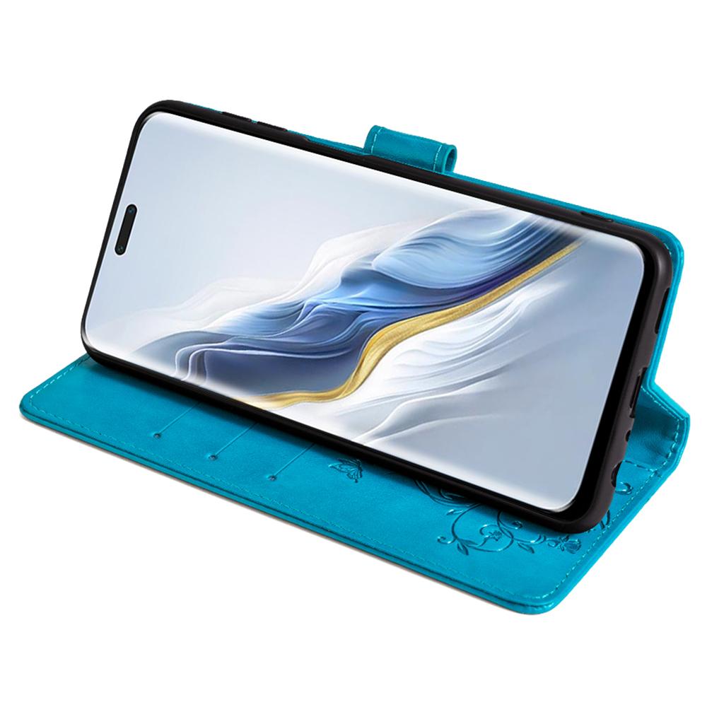 Для Honor Magic6 Pro 5G Чехол-кошелек с узором бабочки и цветка, подставка из ПУ кожи, чехол для телефона