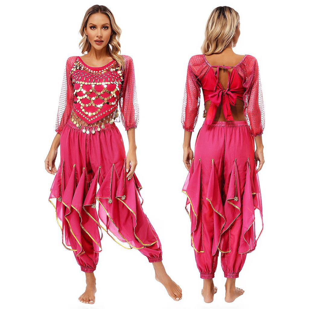 Женский комплект для танца живота, индийский Болливуд, арабская принцесса, танцевальная одежда, наряды для фестиваля, косплей, маскарад, вечерние, сценическое выступление