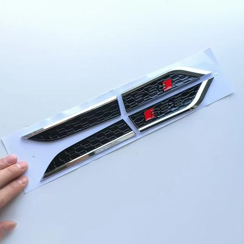 hot RS5 4-Ring logo ABS Black Car Hood Front Grill Emblem Rear Trunk Badge Sticker RS5 Sticker RS5 Car Fender Side Emblem
