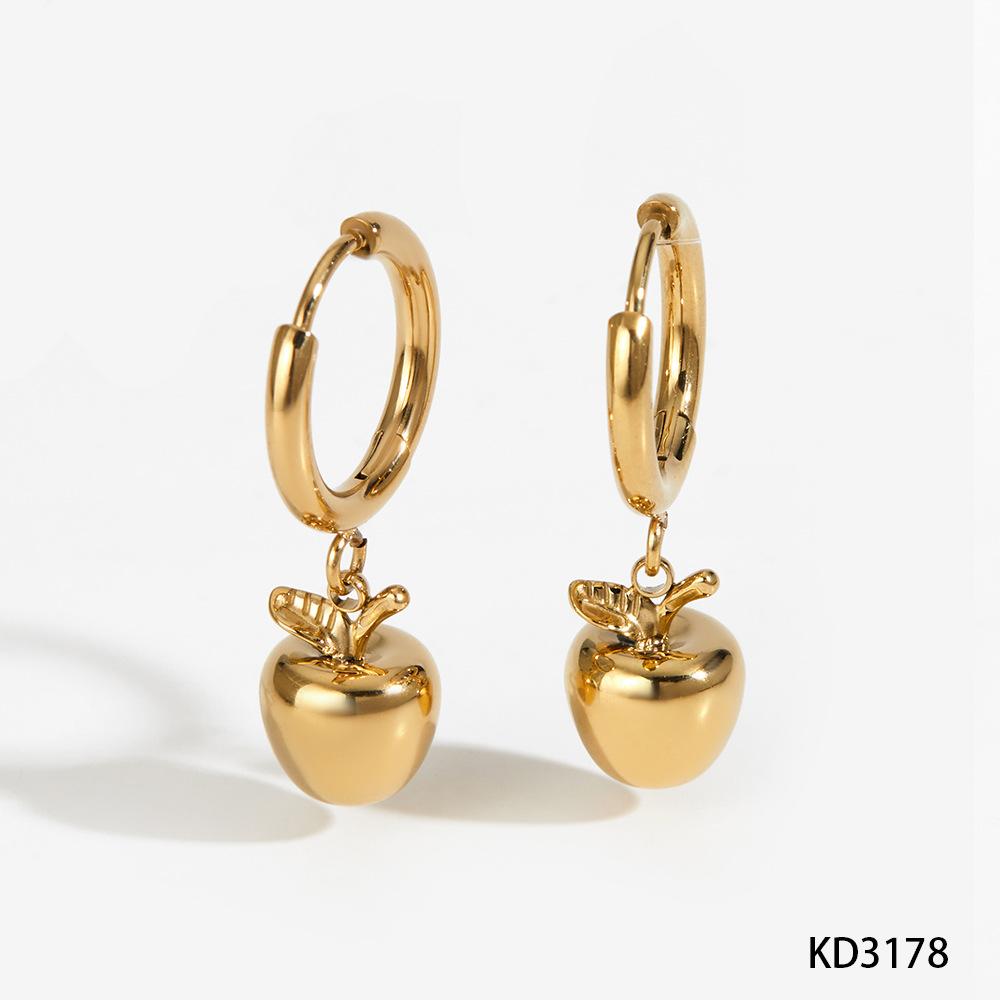 Милый Модный Покрытый Титановой Сталью 3D Капля Масла Яблоко Ожерелье Серьги Фруктовая Серия Аксессуары Подвеска Ожерелье Красное Яблоко Ювелирное Изделие