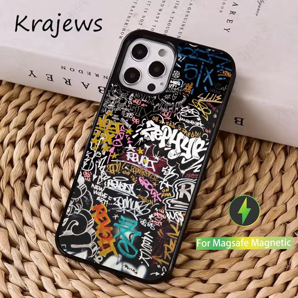 Крутая вещь Чехол для телефона с граффити-артом Для iPhone 16,15,14,13,12,11,Pro,Max,Plus,Mini, Magsafe,Магнитный чехол для беспроводной зарядки