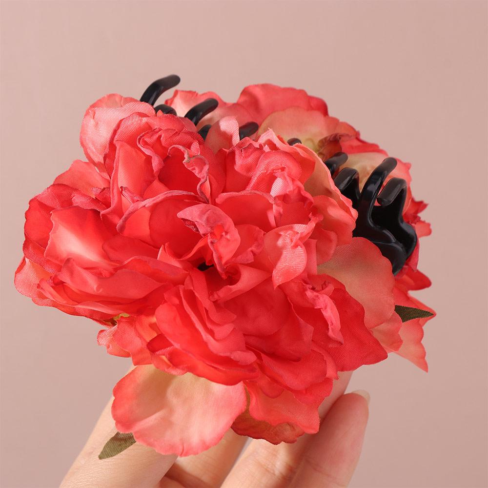 Ponytail Clip Artificial Flower Claw Clip Hairpin Large Shark Clip Peony Flower Hair Claw Hanfu