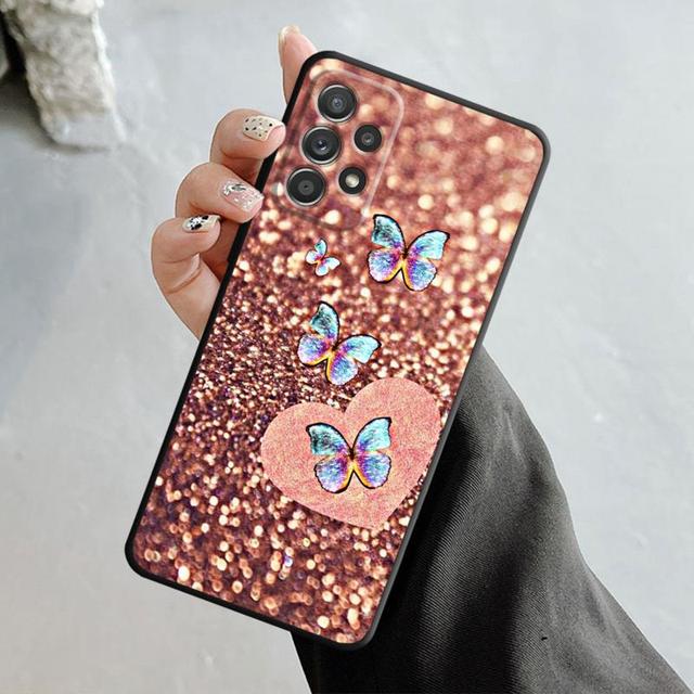Роскошный эстетический чехол с бабочкой и розой для Samsung Galaxy A14 A73 A53 A71 A51 A31 A33 A22 A12 A21s A13 A32 A52s A72 A52 A23