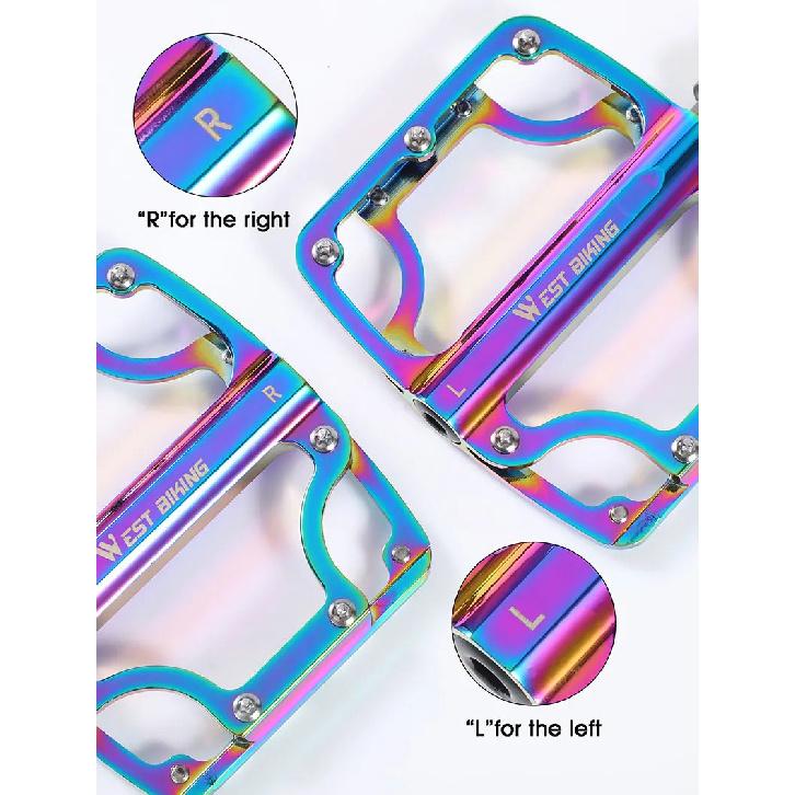 WEST BIKING Bicycle Pedals 3 Bearings CNC Ultralight MTB Road Bike Part Colorful Anti-slip Flat BMX Pedals Cycling Accessories