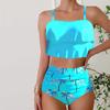 Женские купальники танкини, купальник из 2 предметов, синий кристалл с принтом кокосовой пальмы, отпускные купальные костюмы