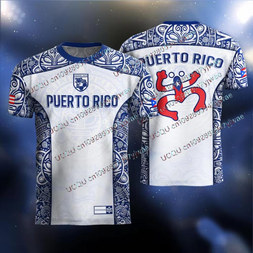 Summer Men's Women's Short Sleeve T-shirt Game Day Outfit Tops Soccer Fans Puerto Rican Soccer Jersey Fans T-shirt