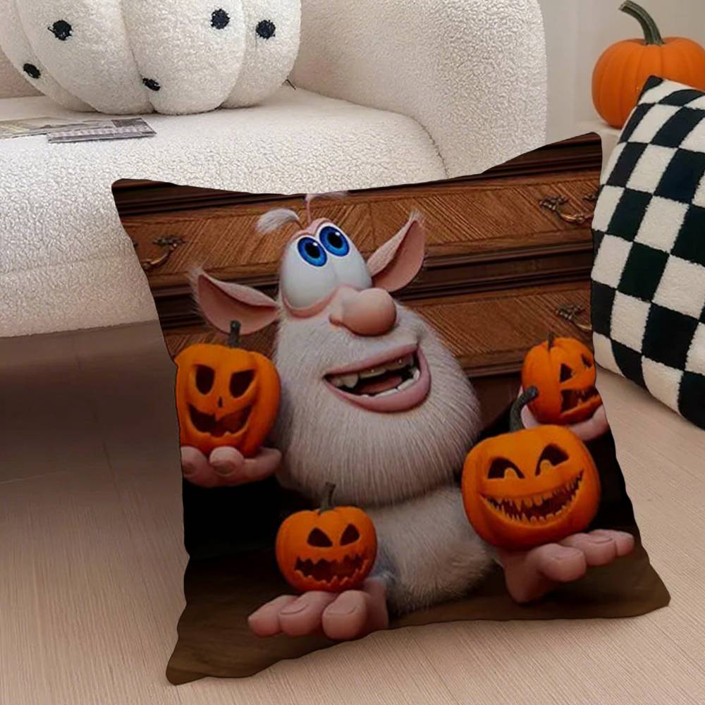 Cartoon Cute Fourbob-Booba Pillow Case Anti-Dustmite Pillowcase Invisible Zipper Silky Short Plush Sofa Cushion Cover