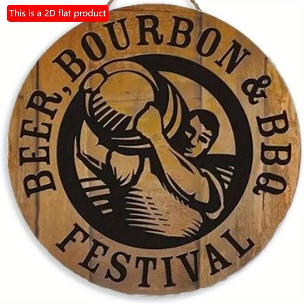 1 шт. 2d плоский круглый деревянный знак для зоны барбекю - 20 см, декоративная доска для вечеринки на открытом воздухе в стиле ретро с изображением папы-барбекю, слоган с правилами барбекю в стиле ретро, украшение для дома и гаража