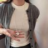 Brushed Water Drop Heart Pendant Drawstring Necklace - Simple High-End Cold Style Sweater Chain Jewelry