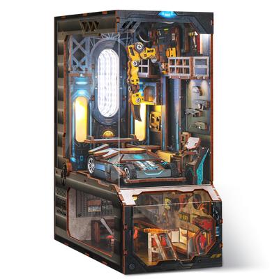 FUNPOLA 3D Puzzle Book Nook Kit Booknook Wooden Puzzle DIY Miniature Dollhouse with LED Light Book shelf Holder Bookend Display Craft Set for Beginners