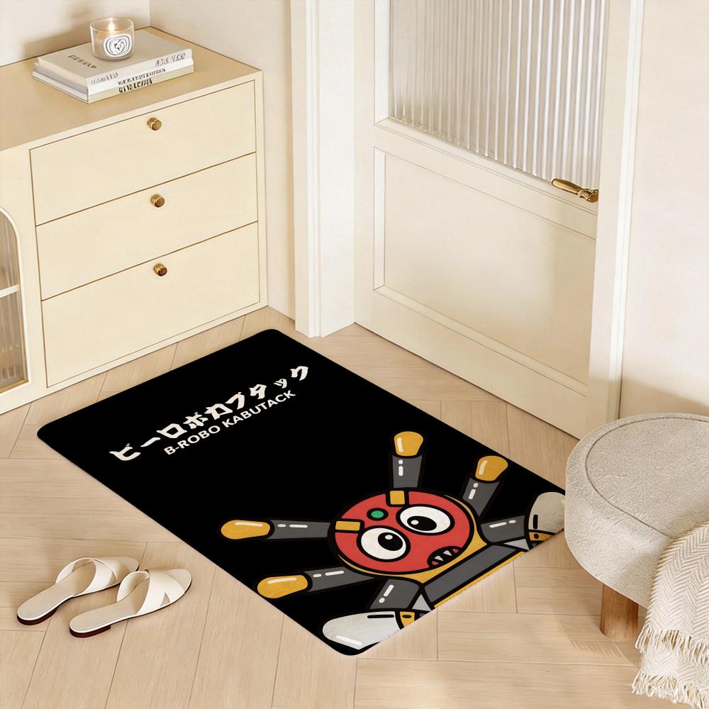Cartoon C Robo Kabutack Floor Mat Eco Flannel Doormat Non Slip Odorless Indoor Floor Rug Soft Short Plush Home Mat