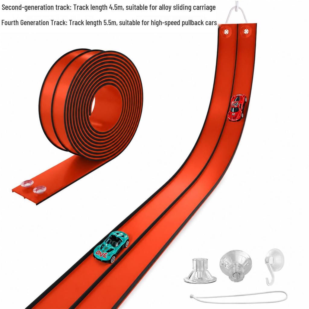 Alloy Car Model Elastic Ramp Toy with Suction Cups - DIY Children's Track Set