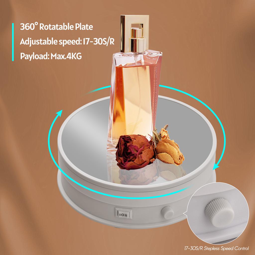 Andoer 6-inch Mirror Display Turntable Stand Motorized 360 Degrees Rotating 17-30S/R Stepless Adjustable