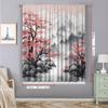 2PC Home Decoration Curtains, Snow Seeking Plum Blossom With Pole Bag Curtains, Kitchen, Coffee Shop, Living Room, Balcony