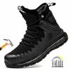 Black Work Shoes with Steel Toe High Top Safety Work Sneakers Winter Work Shoes Anti Smashing Anti Puncture Safety Boots for Men