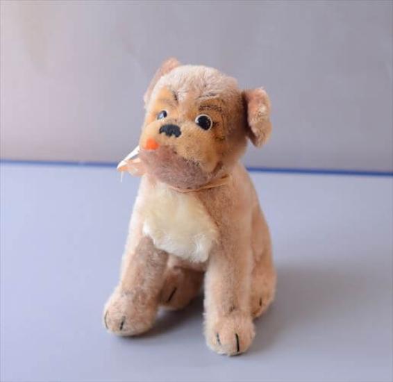 Сидячая собака Mopsy от Steiff Плюшевая кукла Steiff Антикварная 1960-х-1977 гг. Игрушка, фигурка, винтаж, сделано в Германии_ig4884