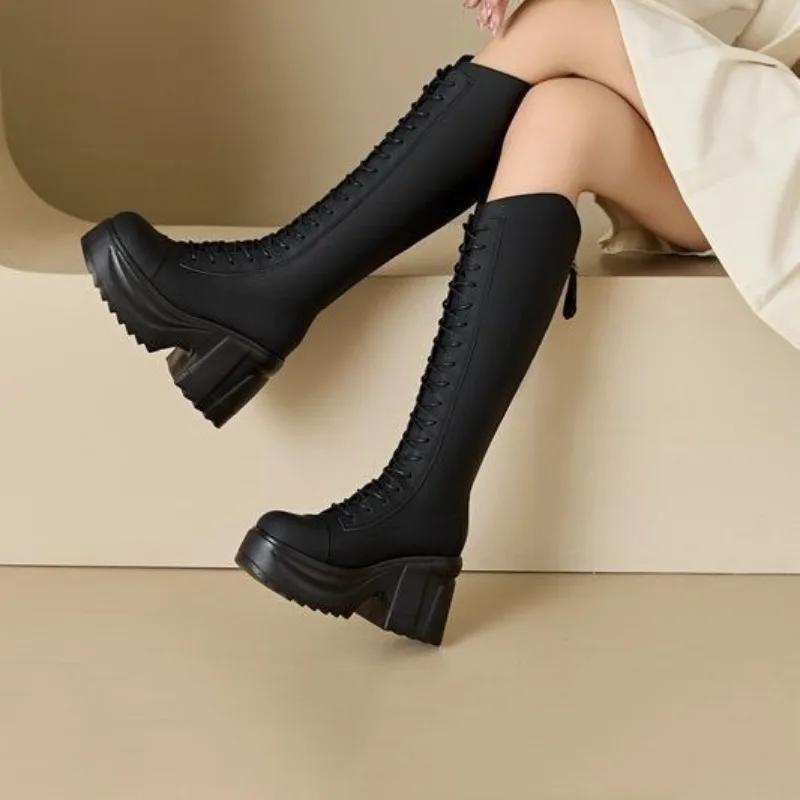Модные 10см Микрофибра Синтетическая Платформа Танкетка Мода Круглый Носок Молния Повседневные Весенне-Осенние Женские Ботильоны До Щиколотки Высокие Ботинки Обувь