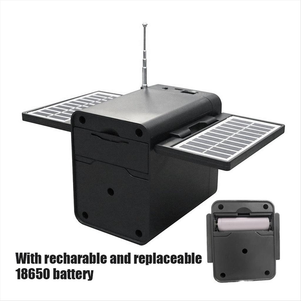 Солнечная аварийная зарядка FM-радио Многофункциональная Bluetooth-колонка Воспроизведение с карты TF и USB-накопителя с аккумулятором 18650