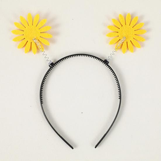Обруч для волос с декором в виде подсолнечника, весенний дизайн, противоскользящая повязка на голову с зубцами для детей и взрослых, пластиковая легкая повязка на голову