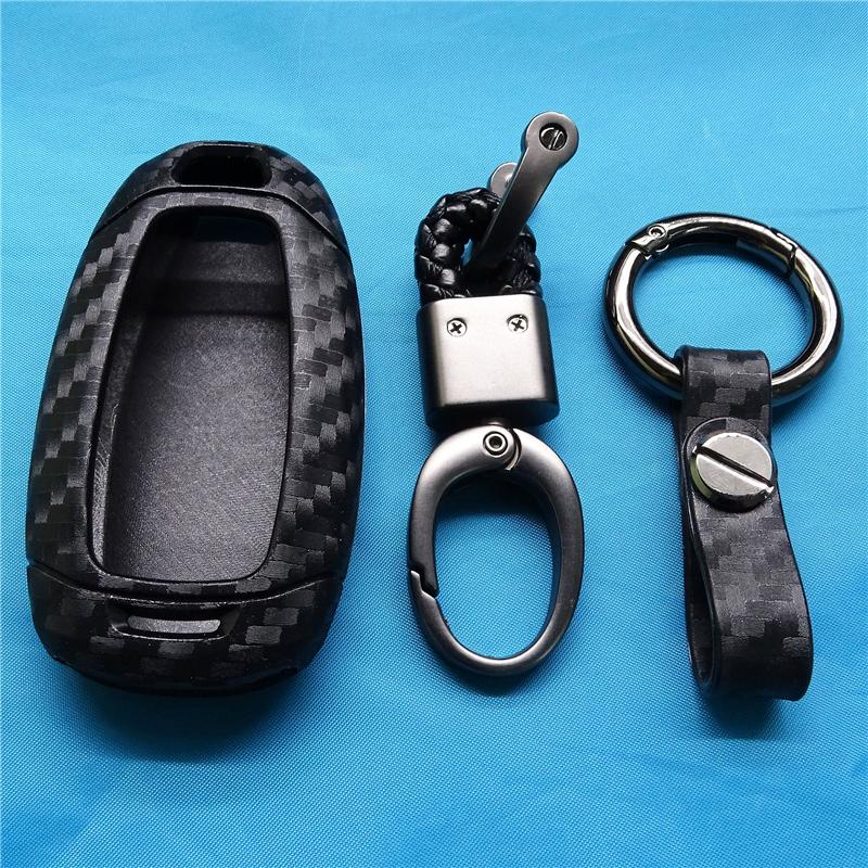Чехол для ключа-брелока автомобиля Карбоновый силикон для Hyundai i30 i35 i40 Kona Azera Elantra Solaris Grandeur Ig Accent Santa Fe