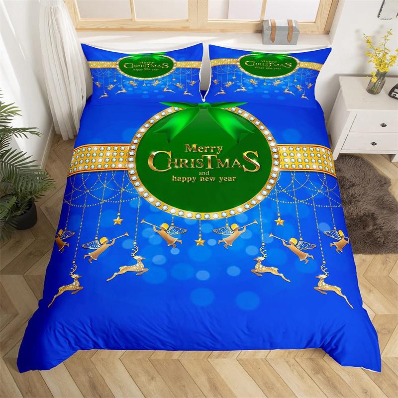 Комплект постельного белья «Веселая рождественская елка» Красный комплект пододеяльника Рождественская снежинка с блестками Покрывало Микрофибра Полуторный Кинг Покрывало