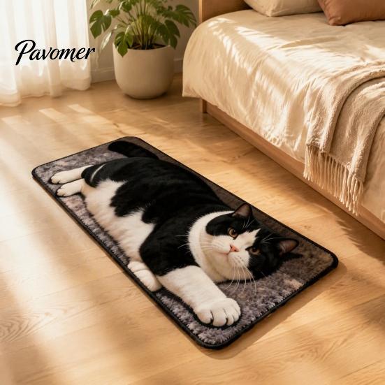 Моющийся коврик для ванной комнаты, коврик в форме милого кота, 3D-моделирование, мягкий декоративный имитация кашемира, впитывающий напольный коврик, нескользящий для