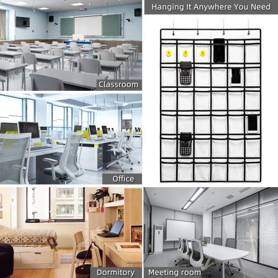 Classroom Hanging Organizer 36 Pocket with Number Stickers Cell Phone Stationery Storage Bag for Office Dorms Homes