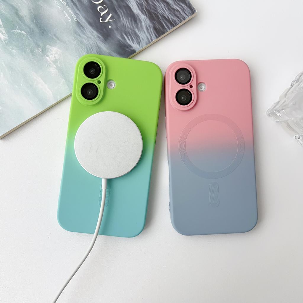 Всесторонняя защита от падений для iPhone 16, Apple 15plus, двухцветный градиентный магнитный чехол для телефона 14promax