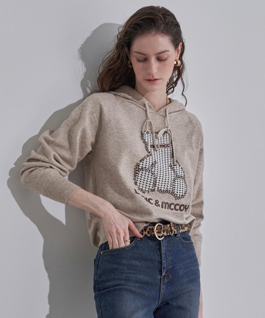LENIC&MCCOY Толстовка с вышивкой в виде медведя Bearbrick Knit Hoodie Ml12Kn001Fjy