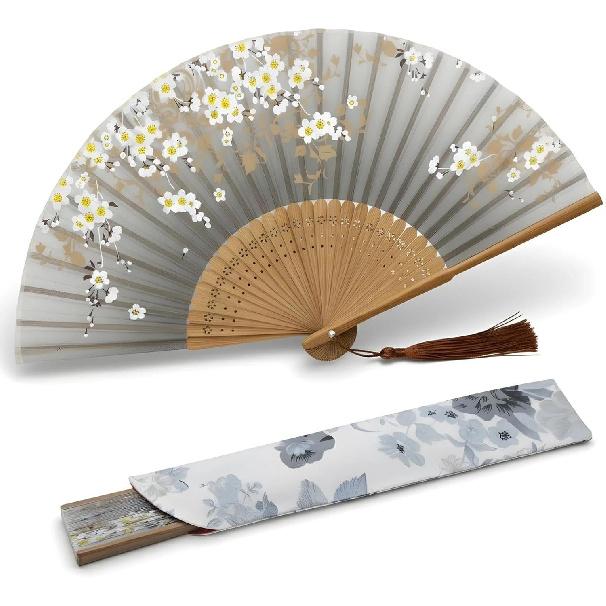 Складной веер Lysa для женщин - Портативный складной японский китайский веер - для приливов жара, охлаждения летом, фестивалей, церкви, танцев (Черный Красный)