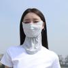 Hanging Ear Ice Silk Mask Solid Color Neck Sunshade Face Shield Ice Silk Face Mask  Summer