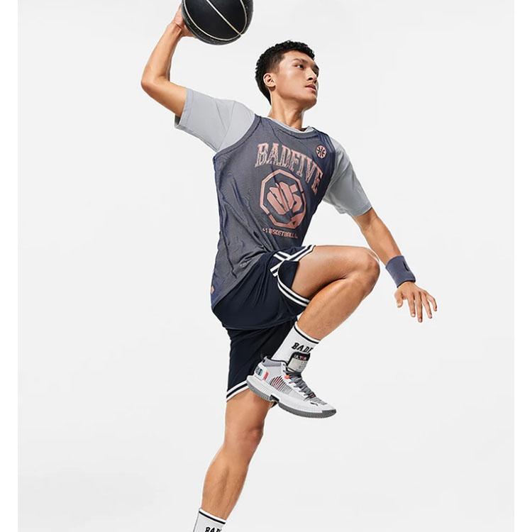 Li-Ning Светоотражающая серия, контрастный дизайн, шнуровка, впитывающие влагу, быстросохнущие спортивные шорты, мужские брюки, темно-синий, AAPT091-4