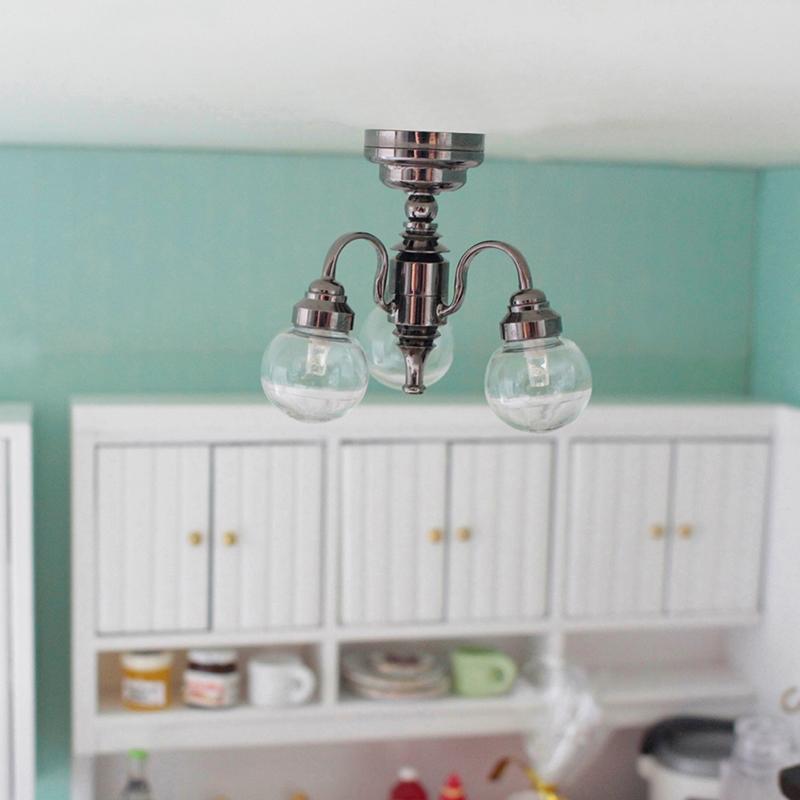 1:12 Кукольный домик Мини 3-х ламповый потолочный светильник Люстра Светодиодная лампа Настенный светильник Декор Игрушка