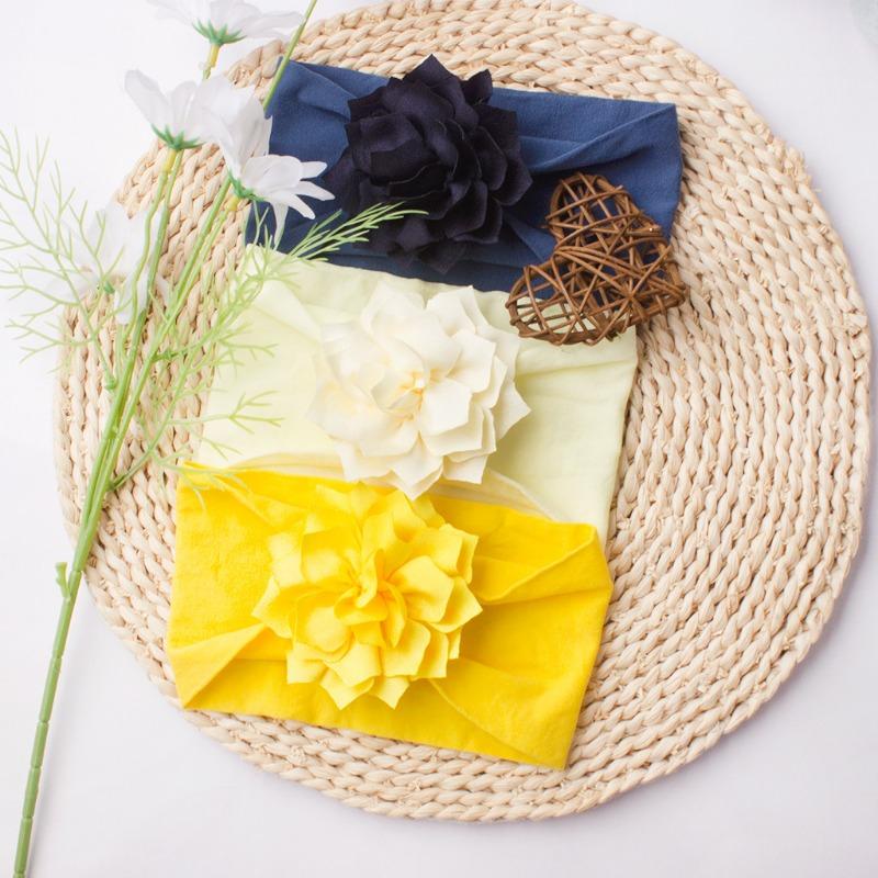 New flower soft baby headscarf, cute and comfortable solid color baby fontanelle headband, children's accessories
