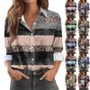Женская рубашка-блузка с принтом и пуговицами, длинный рукав, повседневный базовый рубашечный воротник, обычный топ