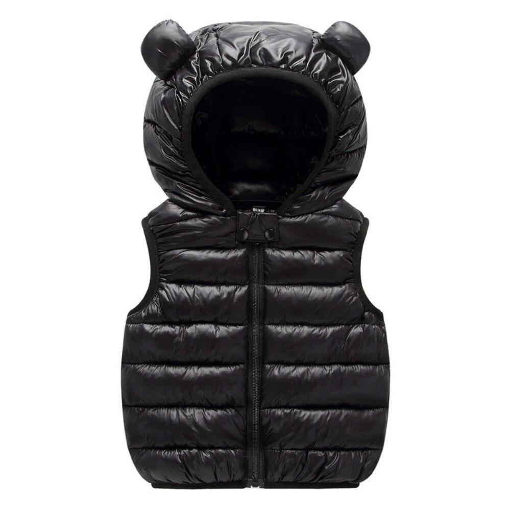 Children's Winter Solid Color Cotton Vests With A Hood