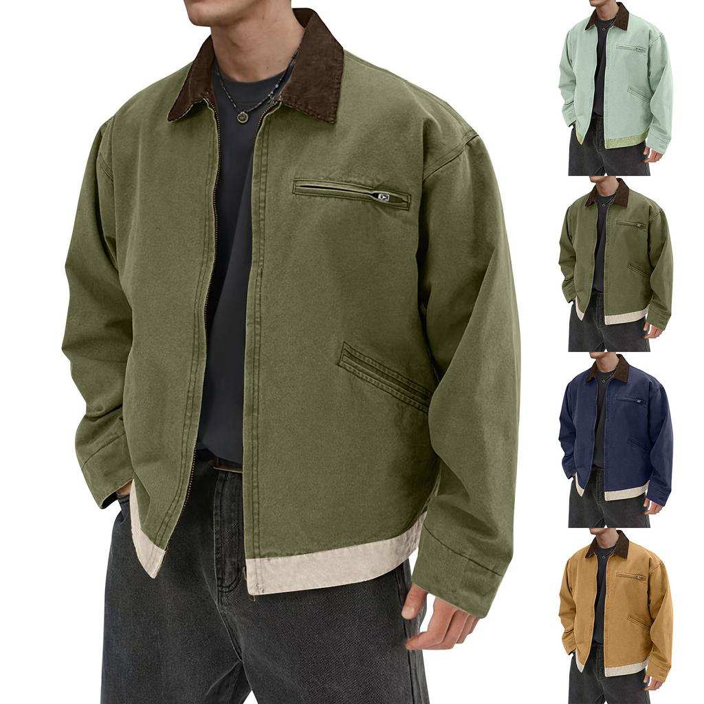Men's Solid Color Camouflage Outdoor Sports Jacket Men's Pocket Button Casual Jacket