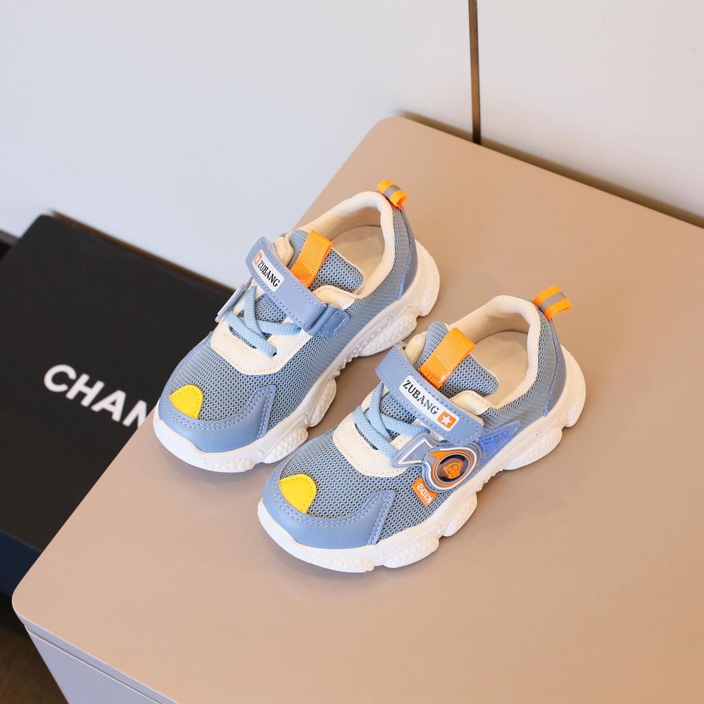 Детская сетчатая спортивная обувь осень новая для мальчиков и девочек на мягкой подошве кроссовки, детская повседневная обувь на липучке тренд