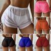 Women's Summer Mesh Bikini Cover Beach Swimwear Transparent Drawstring Shorts