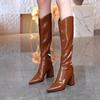 Pointed High-heeled Boots Women's 2025 Autumn and Winter New Thin Versatile Knight Boots But Knee Thick Heel Back Zipper Boots